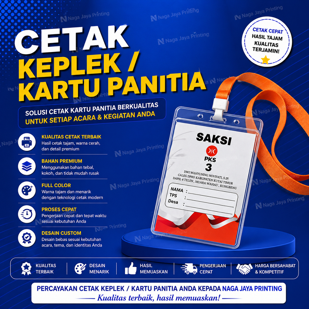 NAME TAG / KARTU PANITIA / KEPLEK / CO CARD / ID CARD / KALUNG PANITIA / INCLUDE MIKA TALI & KERTAS
