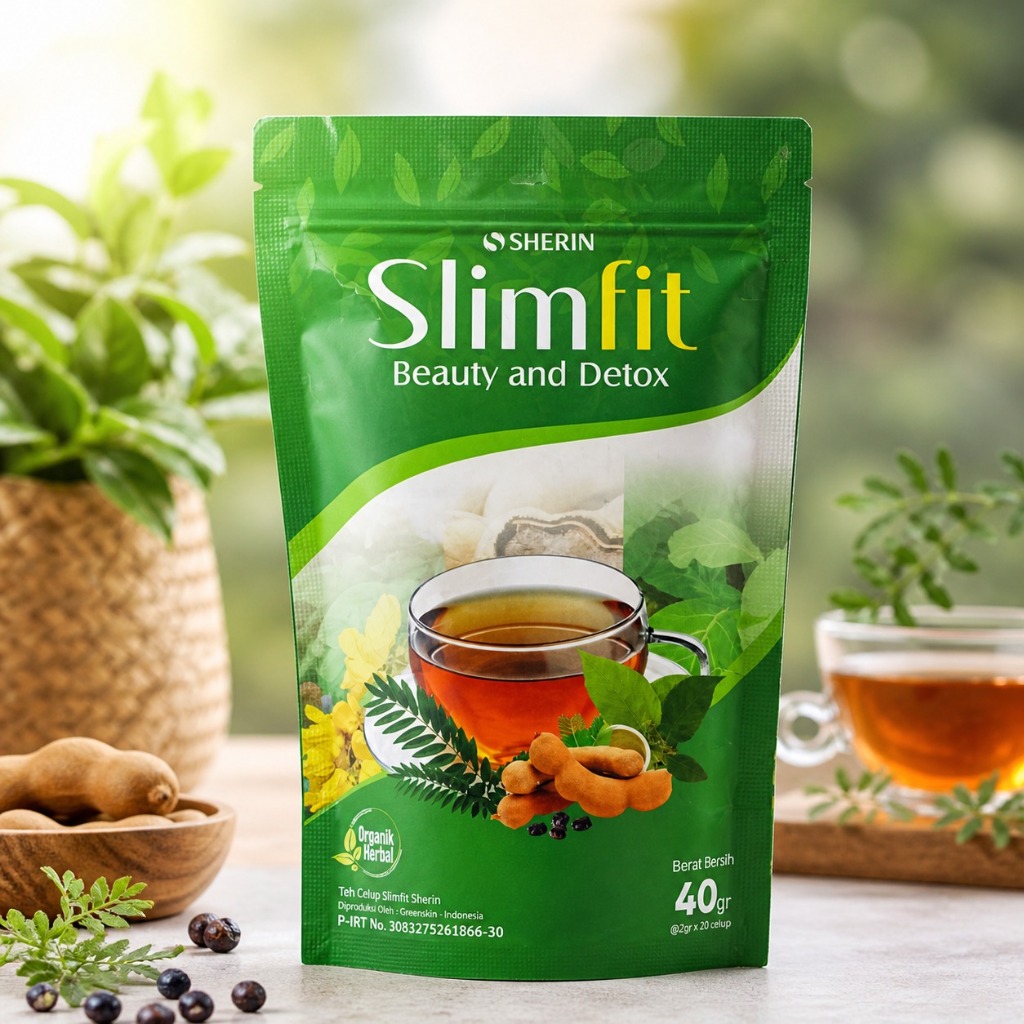Teh Celup Slimfit Sherin (Mecca) Kemasan Pouch - Daun Jati Cina + Jati Belanda + Asam Jawa
