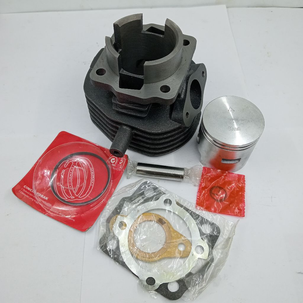 silinder blok boring set piston lengkap 50mm ironcase untuk vespa smallframe darling