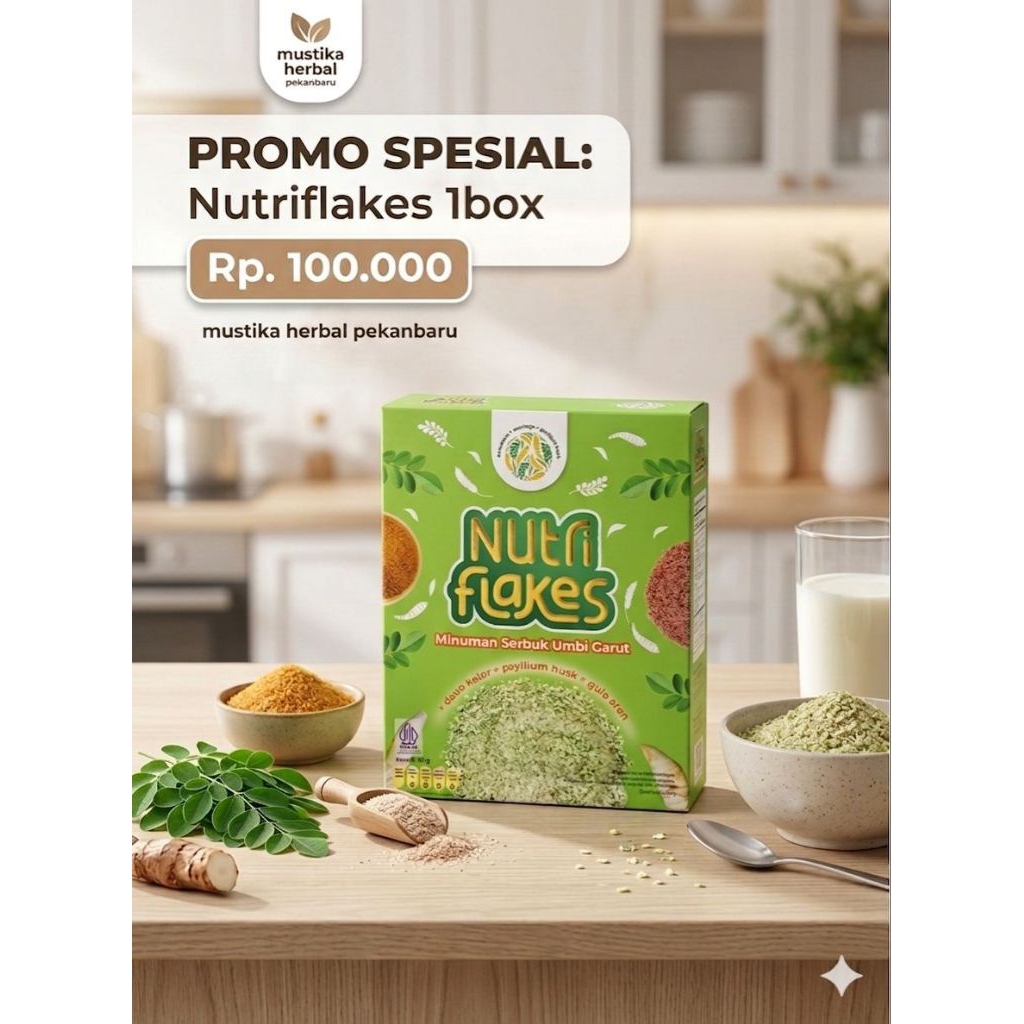 NUTRIFLAKES Sereal Umbi Garut Untuk Asam Lambung dan Gerg