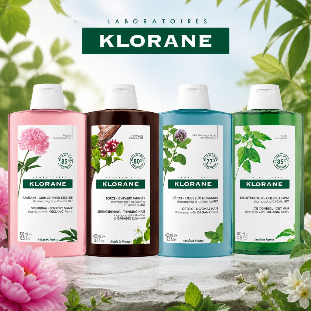 Klorane Shampoo Mint Nettle Quinine Peony 400ml Spray  Menyegarkan Rambut Sehat Kuat Tidak Rontok