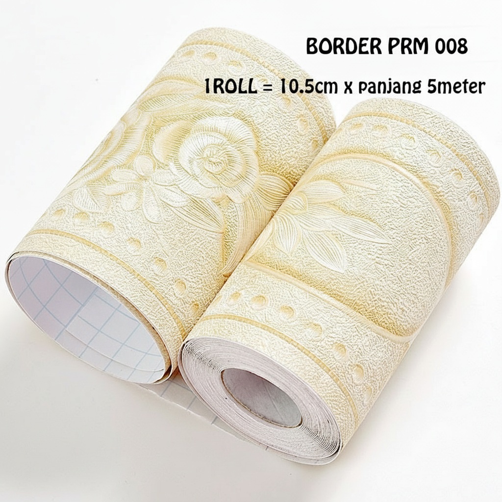 DEKORASI DINDING WALLPAPER LIST BORDER STIKER PREMIUM PRM 008 MOTIF BUNGA CREAM DEKORASI DINDING TEM