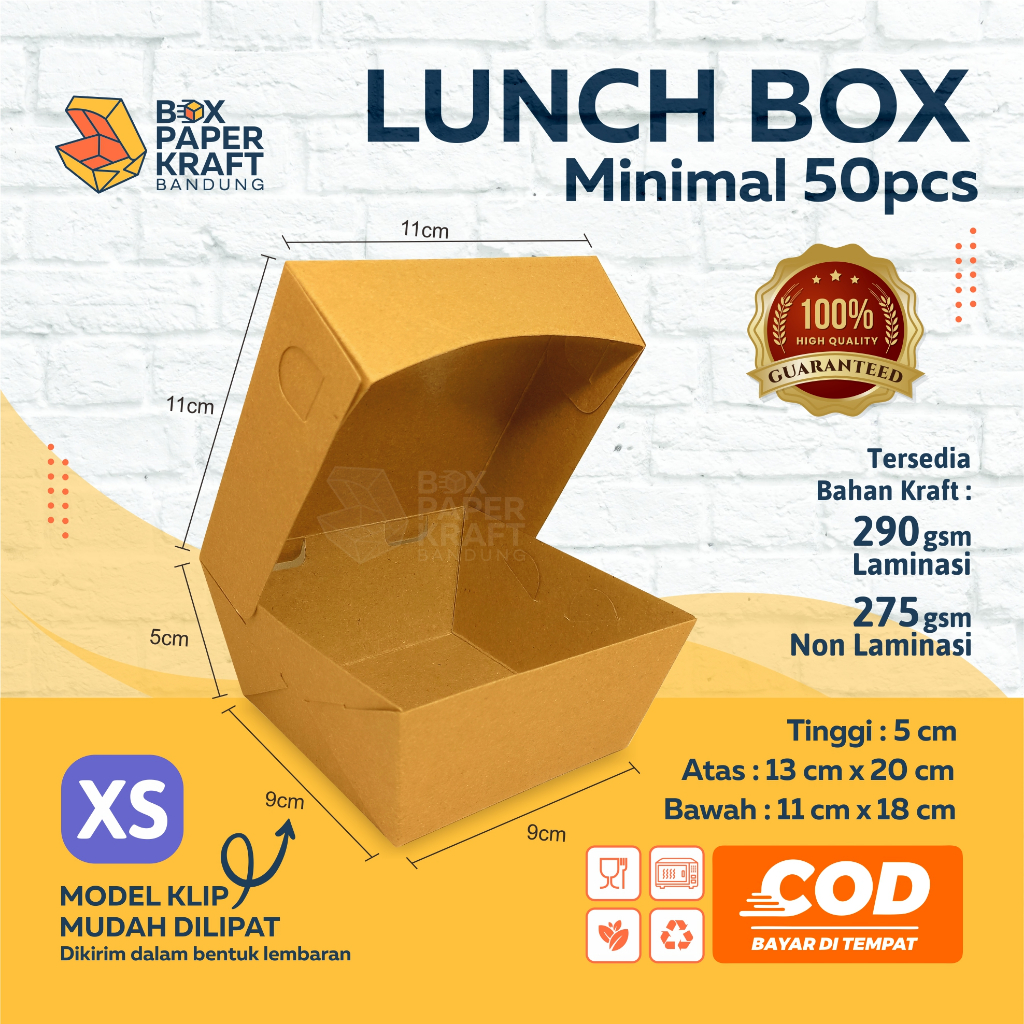 Box Dimsum Takoyaki Bola Ubi Size XS 290gsm Kotak Makan Kertas Kraft