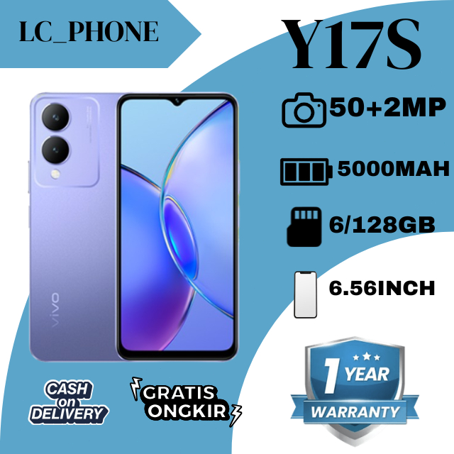 HP VIVO Y17S 6/128GB BATERAI 5000MAh GARANSI 1TAHUN