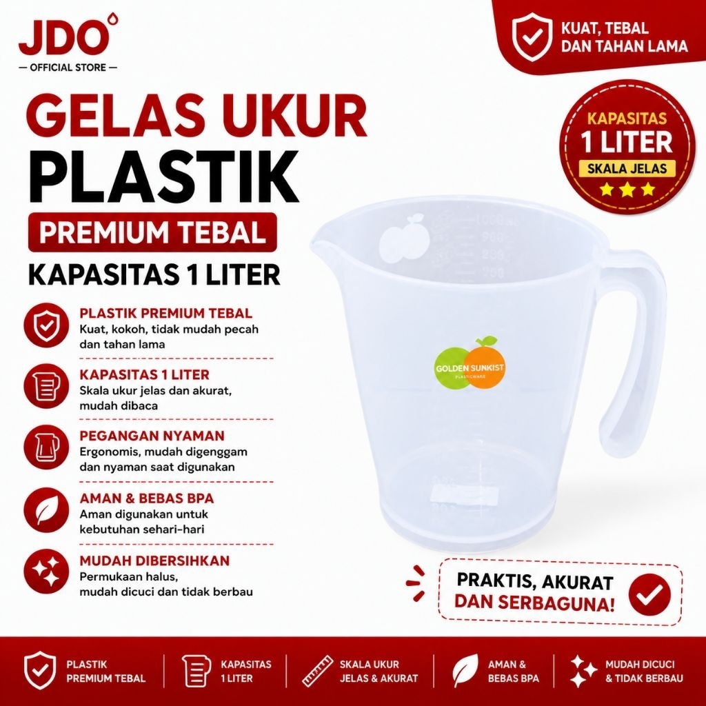 Gelas Takar Ukur Plastik 1000ml Golden Sunkist GU 5042