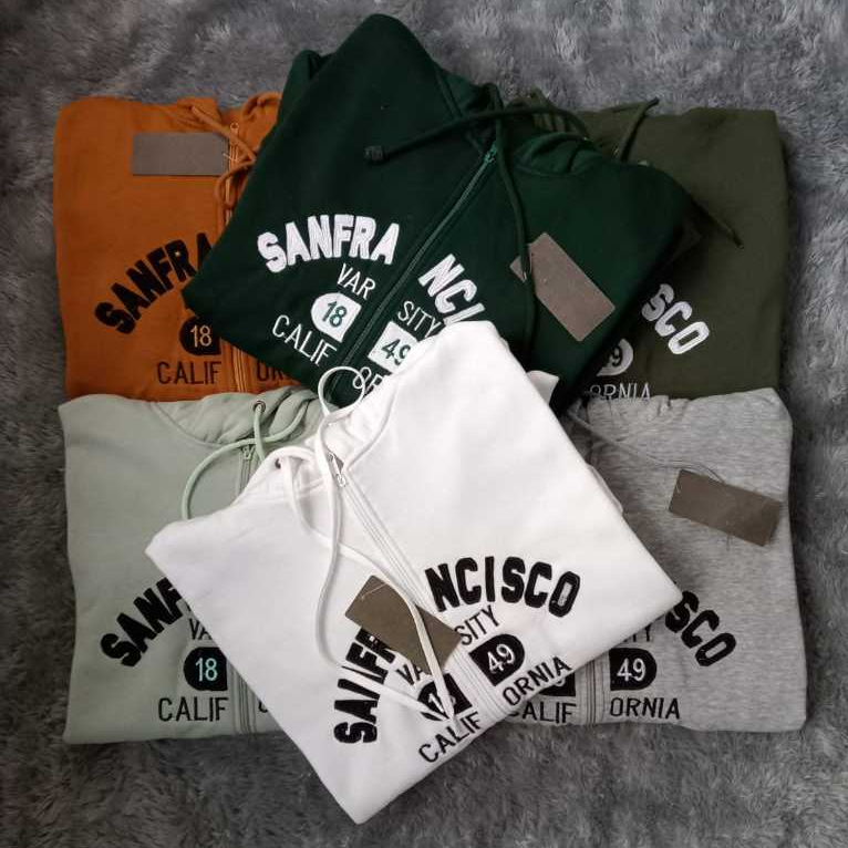 Jaket Hoodie WHO.A.U Sanfrancisco Zipper Putih Premium Unisex / Hoodie WHO A.U Original Pull Bordir