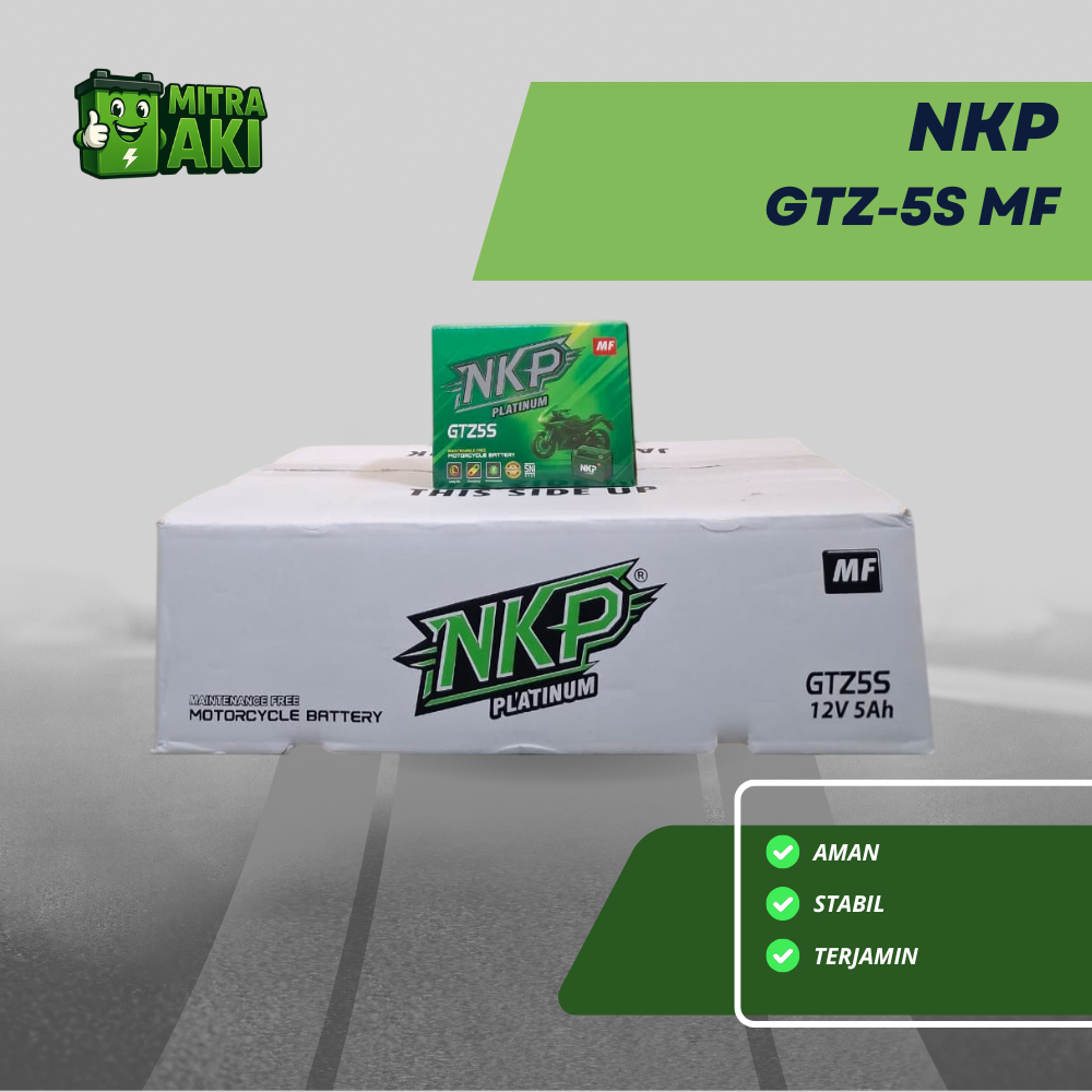 1DUS Aki Motor Kharisma Kirana Ninja RR Aki Kering, Merk : NKP GTZ-5S MF PERDUS = 10PCS