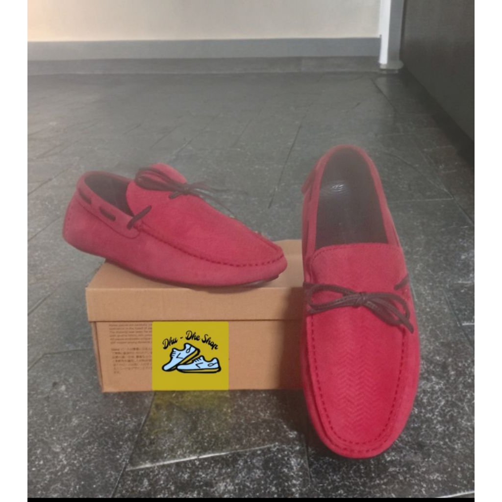Sepatu Slip On Emeregildo Zegna merah maron size 41 original mewah NEGO