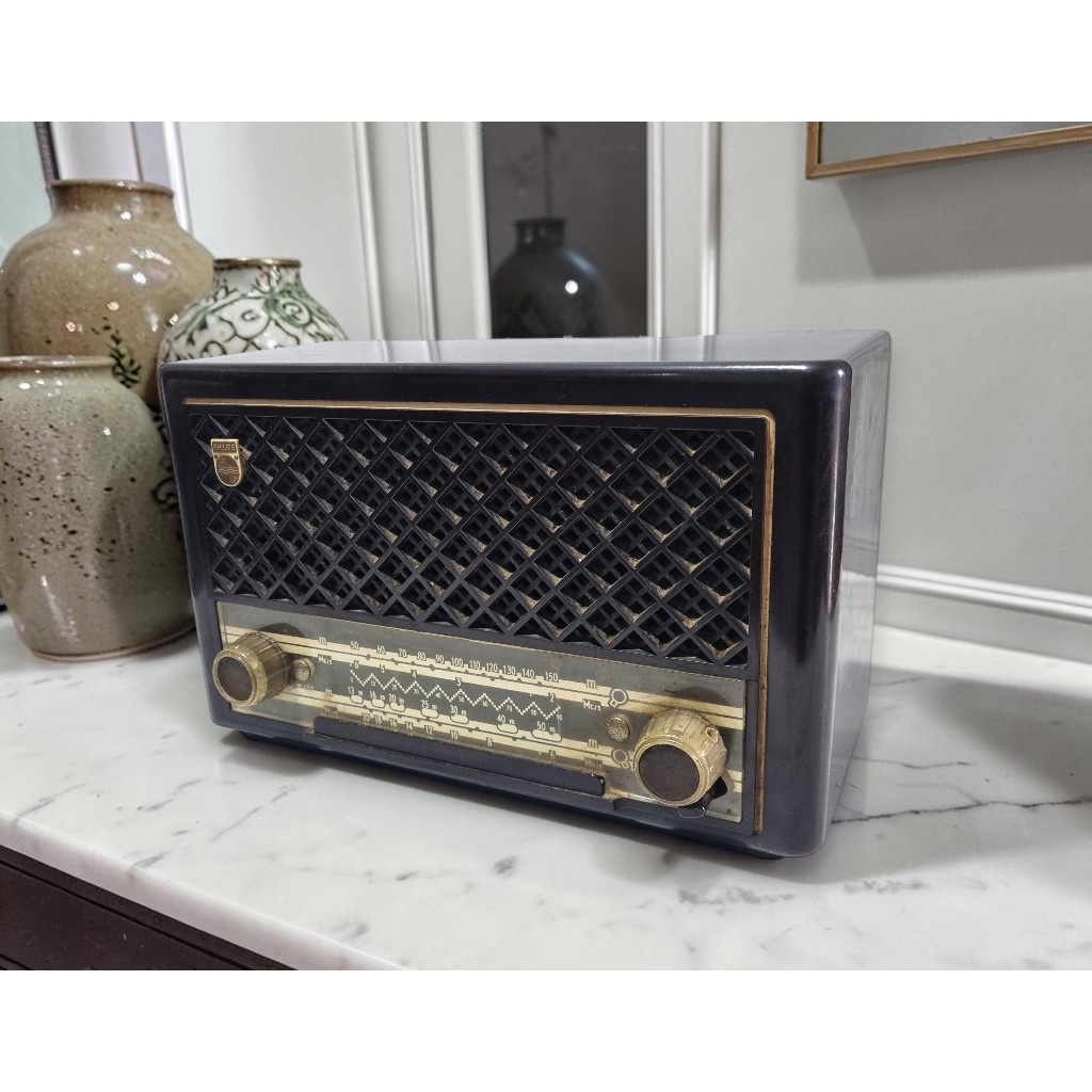Vintage Radio Tabung Merk Philips BIN 206 U 1947 Lawas Antik