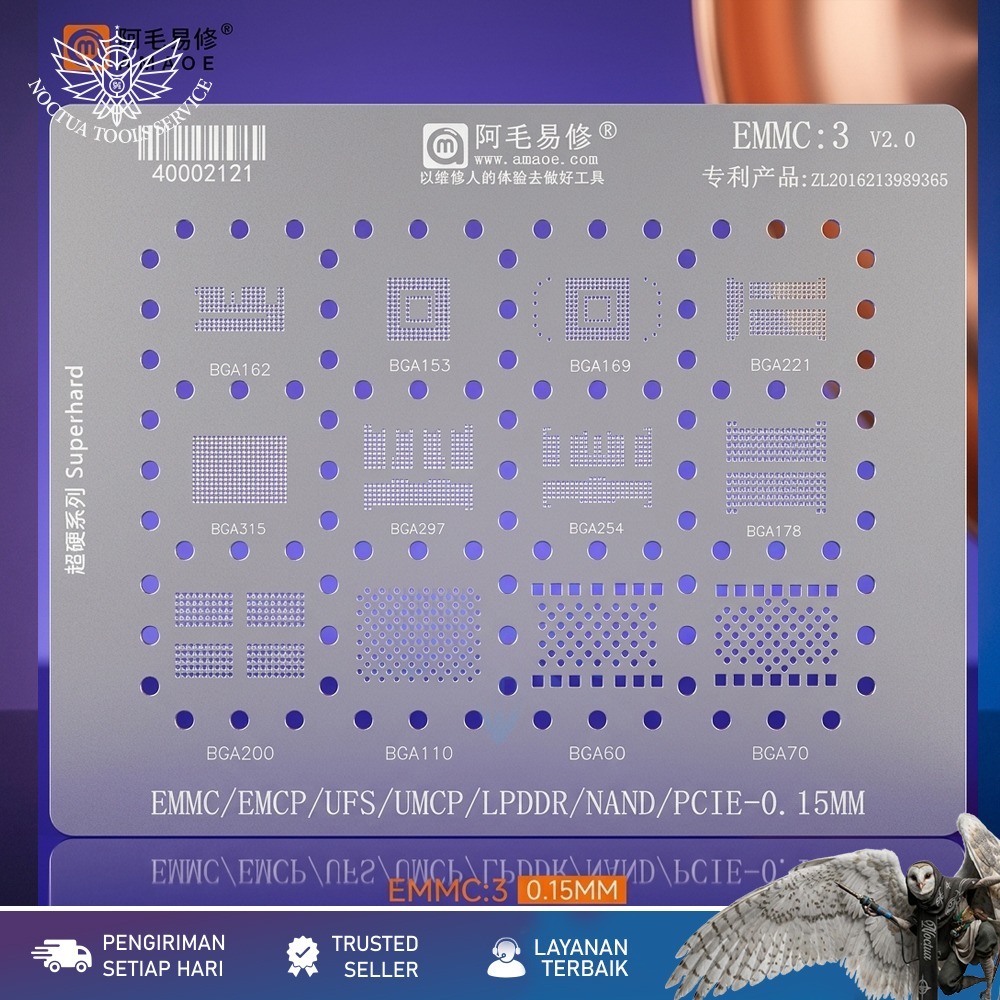 Plat Cetakan EMMC3 UFS NAND UMCP Amaoe Original Bga Ic / Plat EMMC 3 / Plat Cetakan Amaoe U-Ufs 1