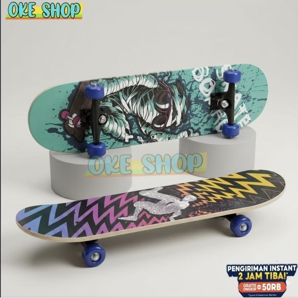 Skateboard Anak & Remaja Maple Wood 60cm - Papan Luncur Skatboard Motif Karakter - Olahraga Outdoor