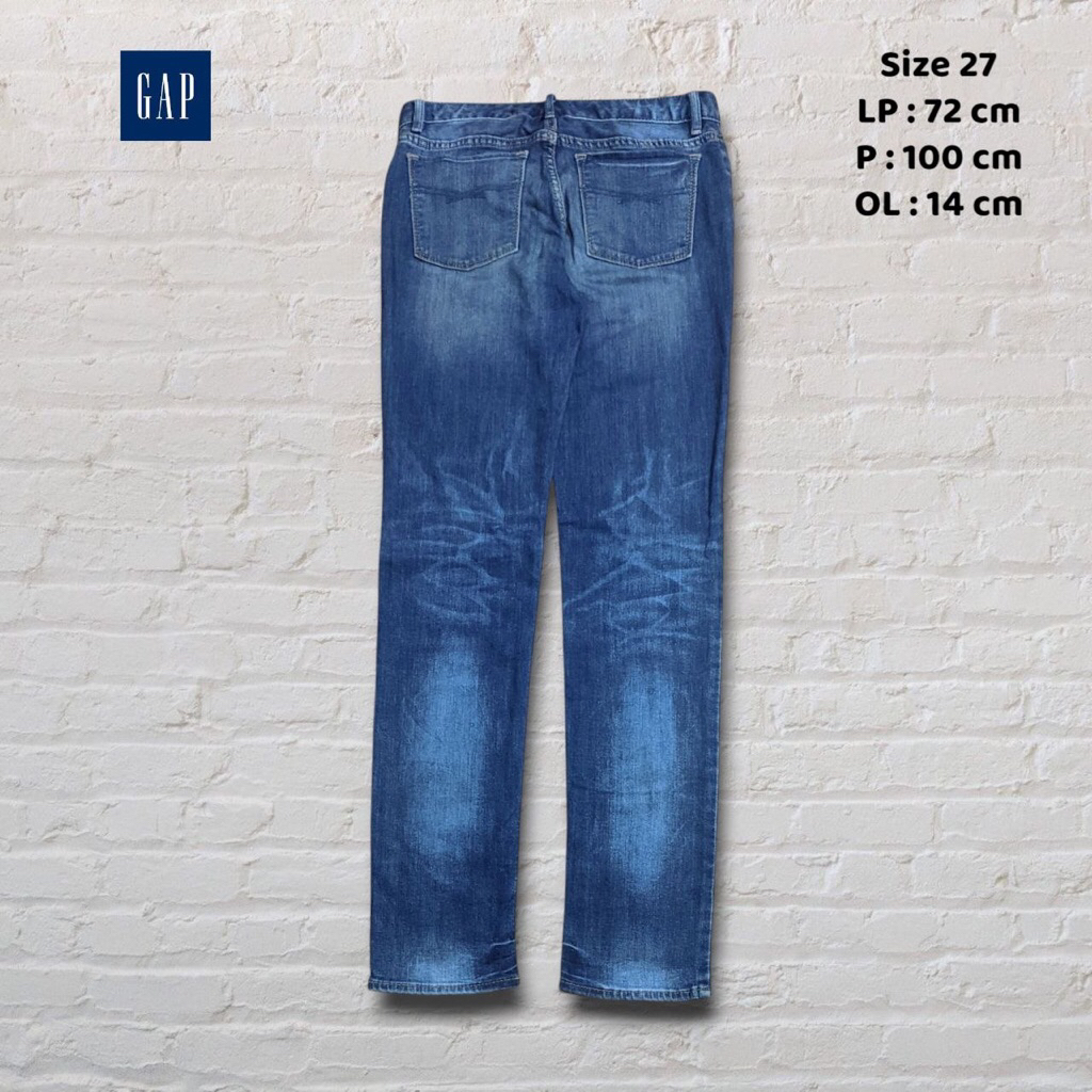 Size 27 Celana Panjang Longpants Jeans Gap Blue Washed Fading Skinny fit Second Preloved #CJ149A