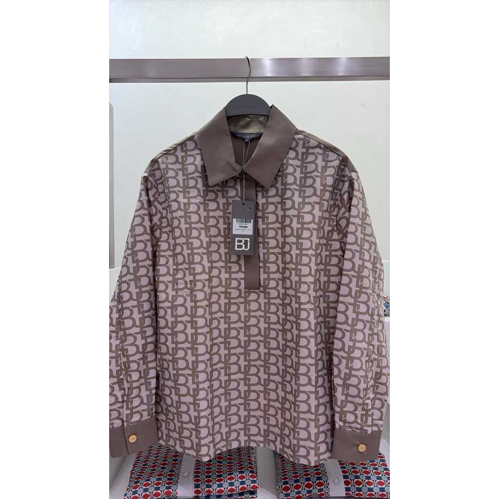 Monogram Polo Shirt - Benang Jarum (Bahan Cotton Look)
