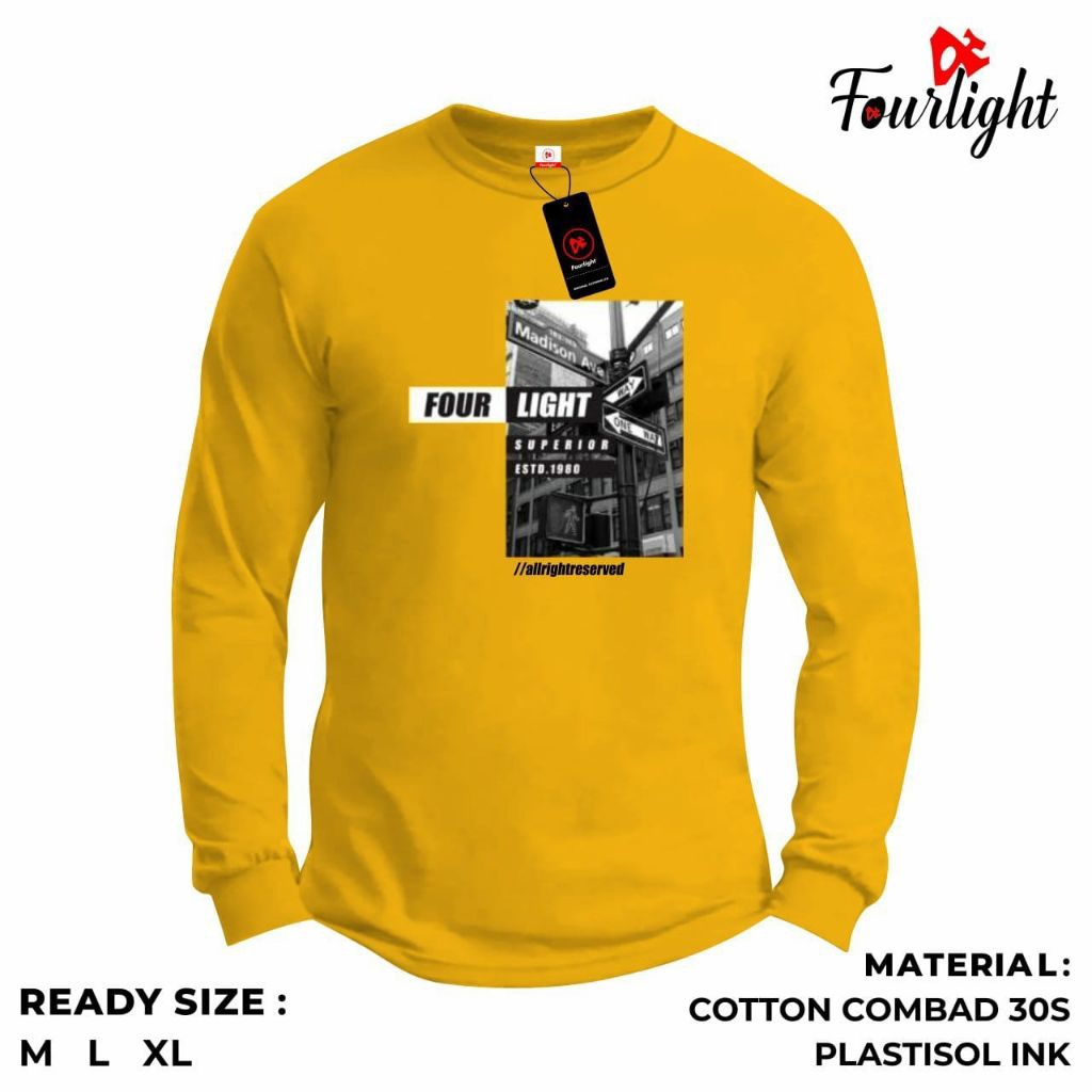 kaos pria lengan panjang warna kuning mustard