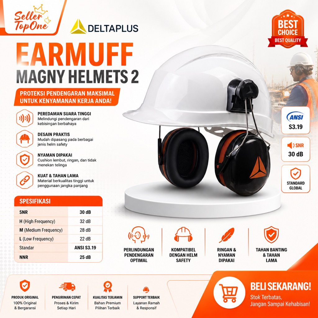 Earmuff Untuk Helm Safety / Deltaplus Magny 2 Earmuff For Safety Helmet