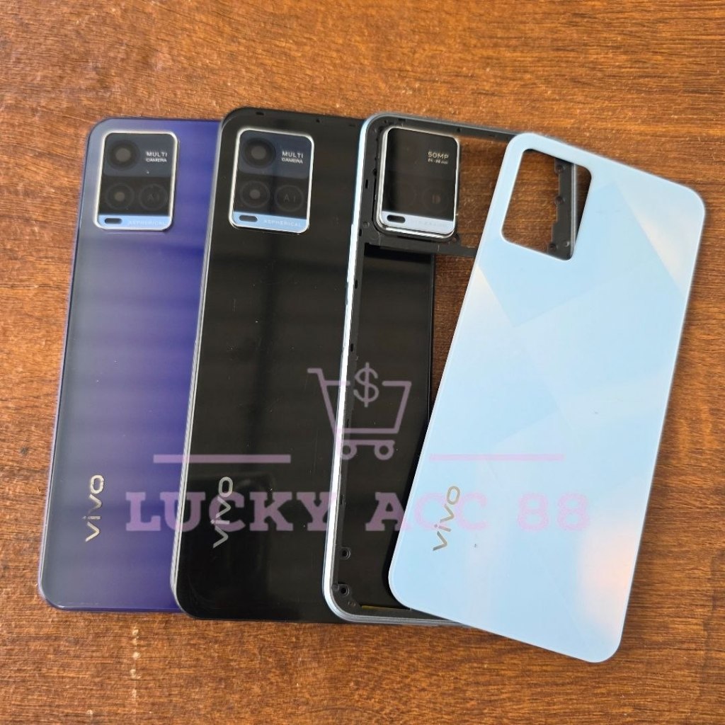 Backdoor Casing Housing VIVO Y33S V2109 Backdoor Tutup Belakang + Bezel, Kaca Kamera Vivo Y33S