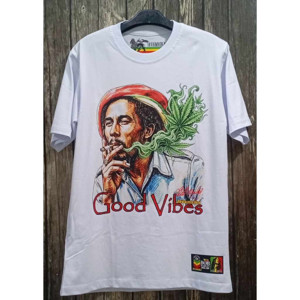 Kaos Bob Marley Rasta Reggae Roots Rebel Store Putih