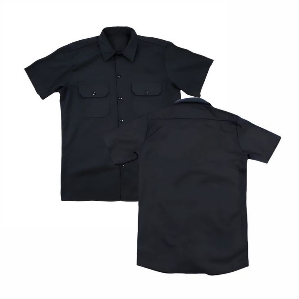 kemeja pria PDH polos worshit hitam pendek