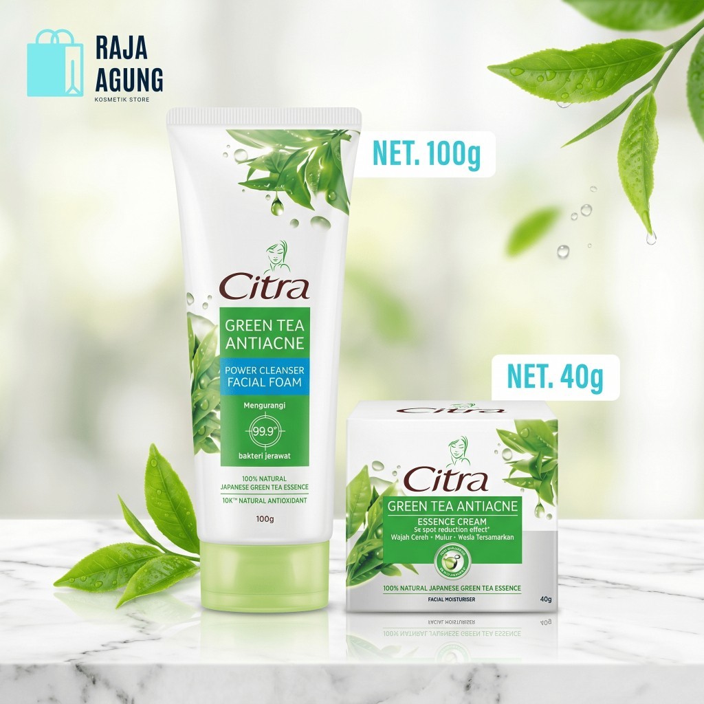 Citra Green Tea Anti Acne Paket Krim Wajah 40g + Facial Foam 100g - Skincare Kulit Berjerawat