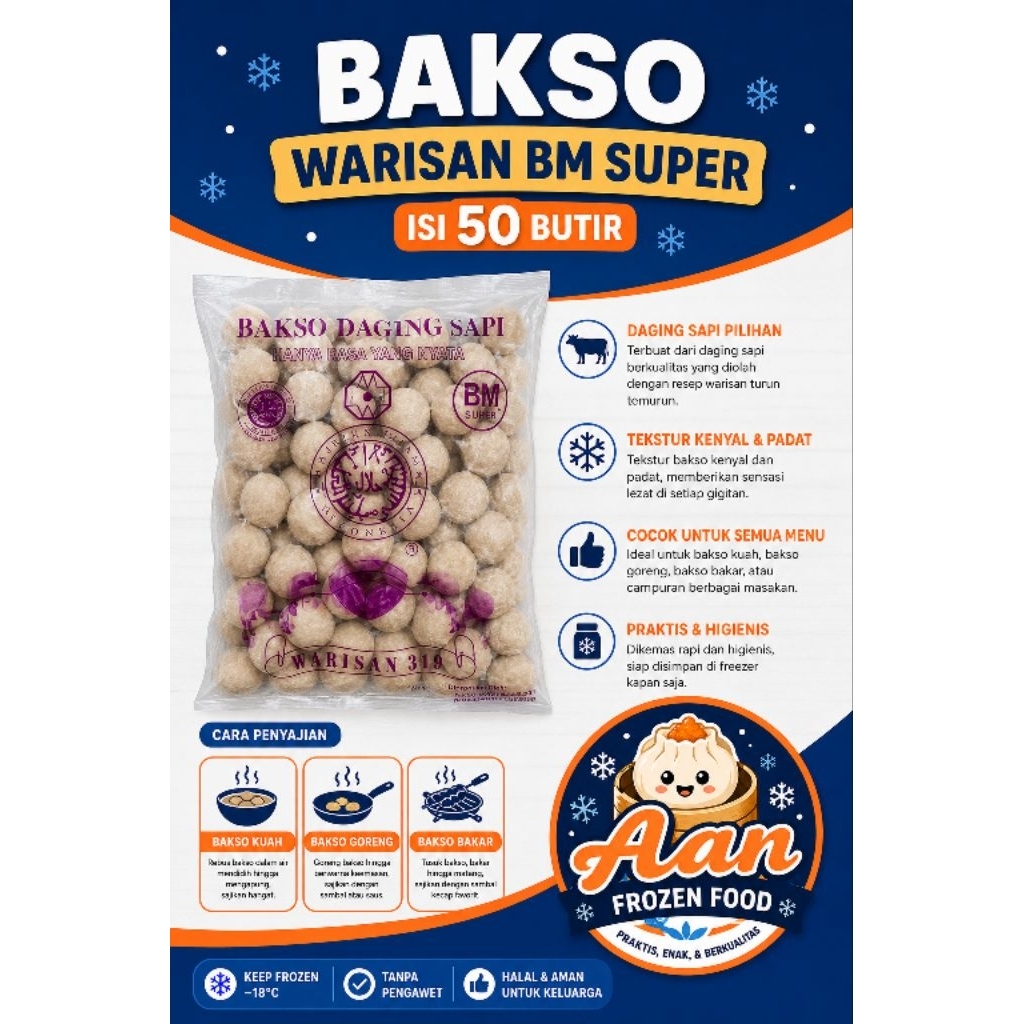 Bakso Warisan BM Super - 50 Butir|| Bakso Viral