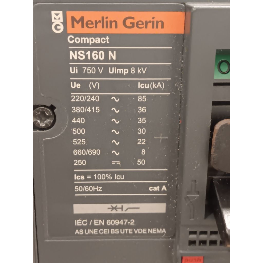 Alat Listrik Mcb Merlin Gerin NS160 N ORI 2ND(COPOTAN Panel)