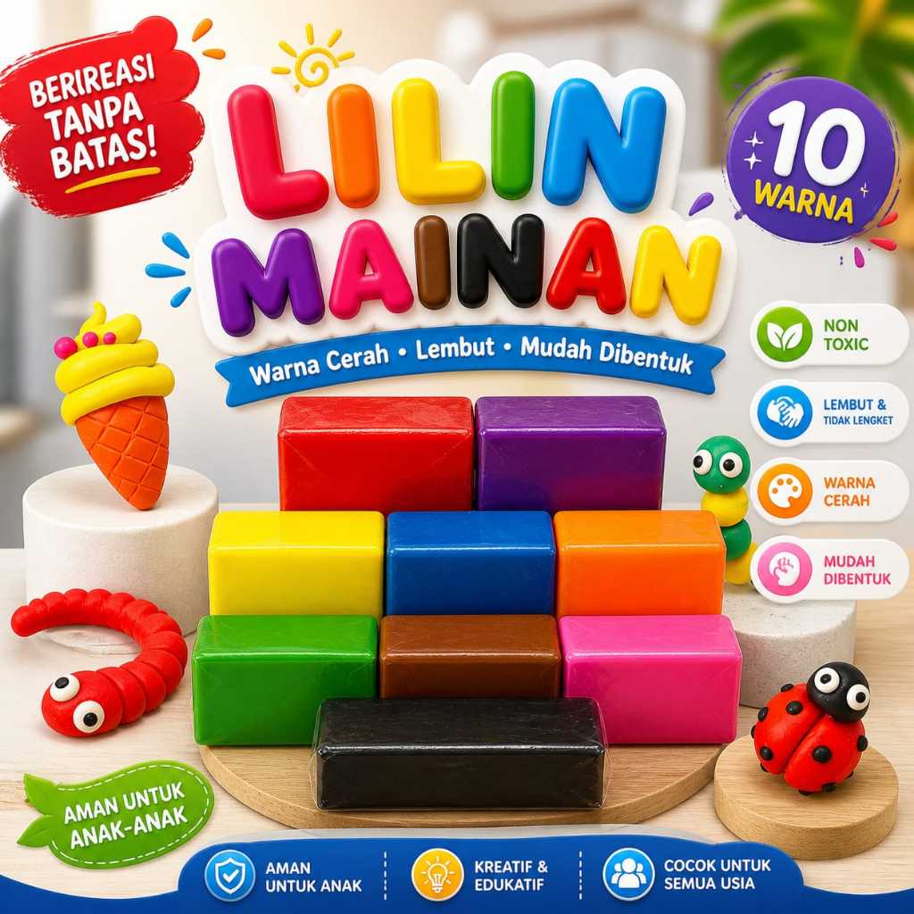 Lilin Mainan Edukasi Warna Warni Anak Plastisin Besar