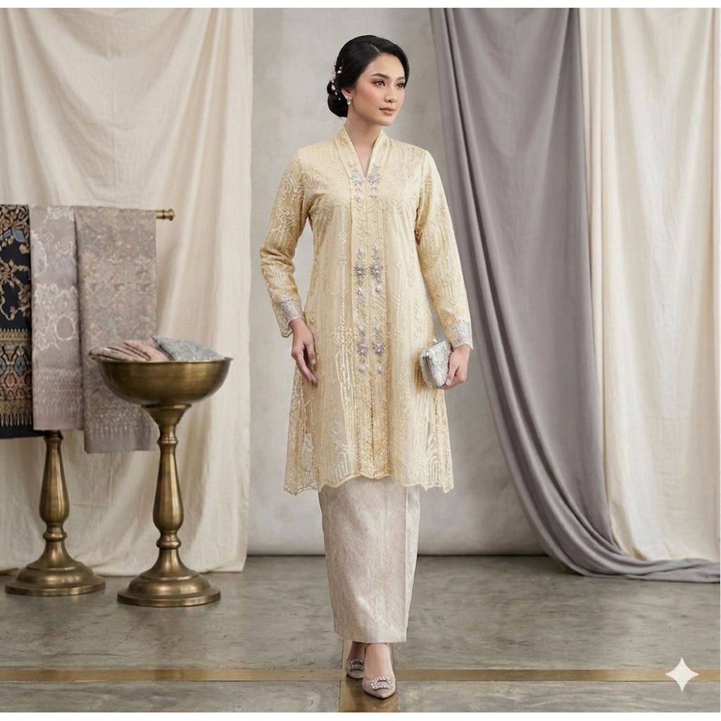 set Kebaya V kartini / / kebaya jumbo LD 120 dan 130 / kebaya tille / kebaya pesta / kebaya modern /