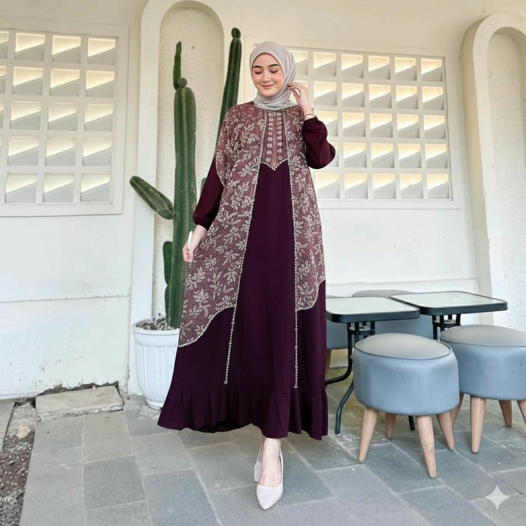 ANGGUN DRESS RAYON BUSUI LENGAN PANJANG HOMEDRESS DASTER GAMIS BAWAH REMPEL GAMIS BATIK TERBARU