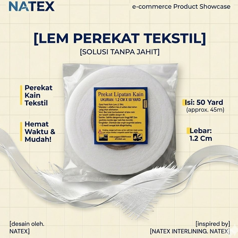 perekat textile lem textile lemsom lebar 1.2cm
