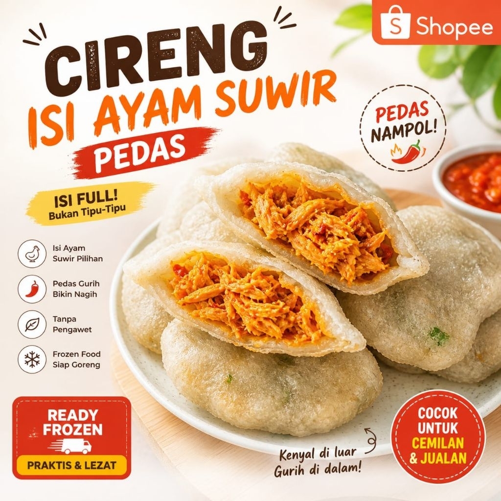 Cireng Isi Ayam Suwir Pedas Lumer | Frozen Food Gurih & Crispy