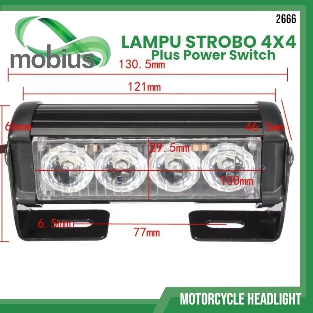 Lampu Sorot Mobius Model 4x4 warna Biru Plus Saklar MOTOR MOBIL NMAX PCX 150 ADV 160 PCX 160 ADV 150