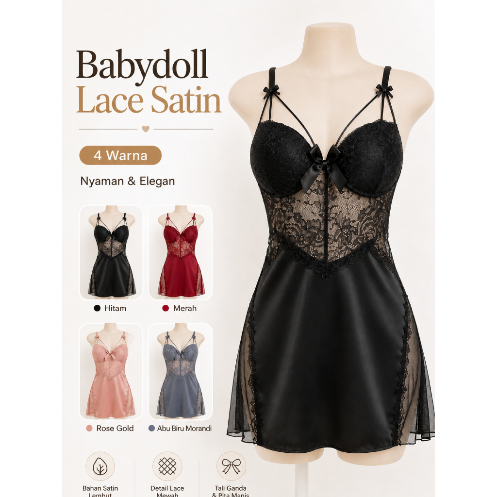 Lingerie Sexy Baju Tidur, Lingery Seksi Lace Baju Daster Dress Piyama, Hot Tembus Pandang Wanita Dew