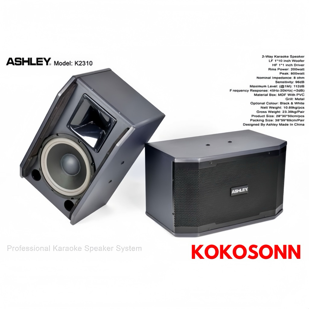 Speaker Karaoke Pasif Ashley K2310 10 Inch Original 200W RMS Suara Jernih Bass Mantap Cocok Rumahan 