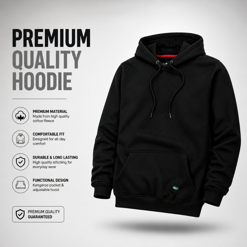Nsa Ind  Hoodie simplicity   Basic Polos Black pria wanita oversize