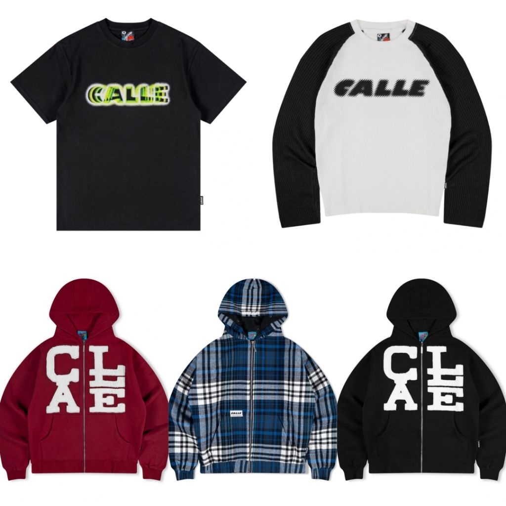 [100% ORIGINAL] CALLE ZIP UP HOODIE BLACK MAROON | FLANNEL ZIP HOODIE BLUE | WAFFLE ESSENTIAL TWOTON