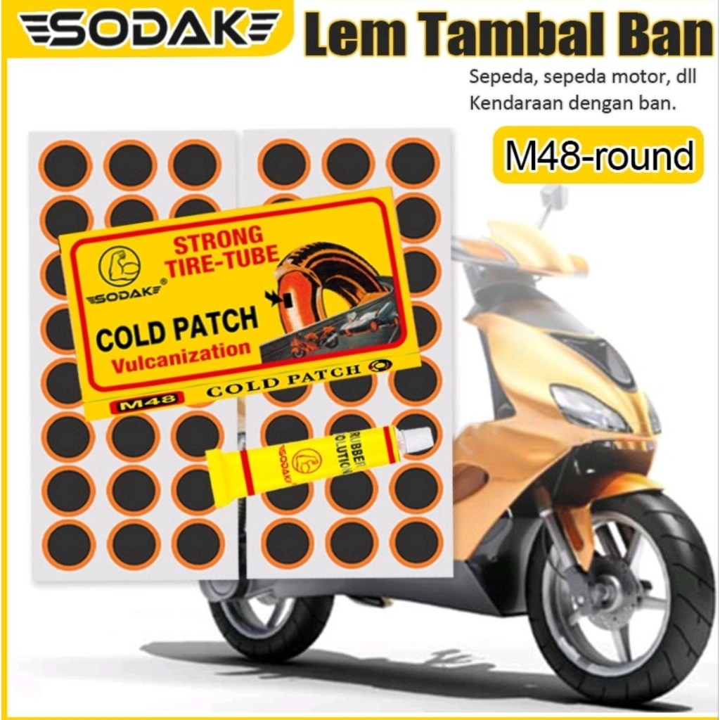 STIKER TAMBAL Ban Dalam COLD PATCH Tip Top Sepeda Motor Mobil L24 M48 KOTAK BULAT Plus Lem