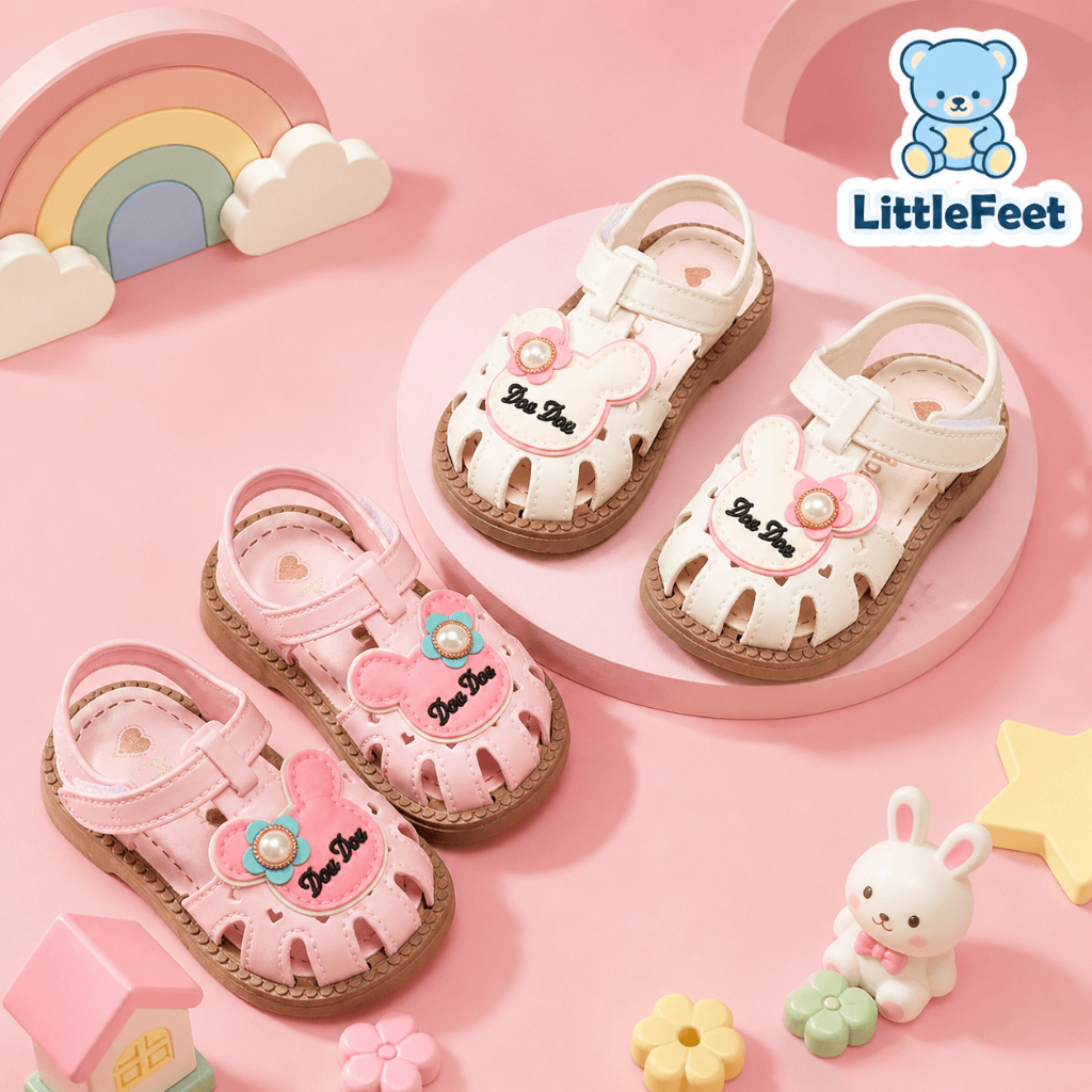 LITTLEFEET Sandal Anak Cewek Karakter Lucu Anti Slip Empuk Nyaman Ringan Sandal Anak Perempuan 2-8 T