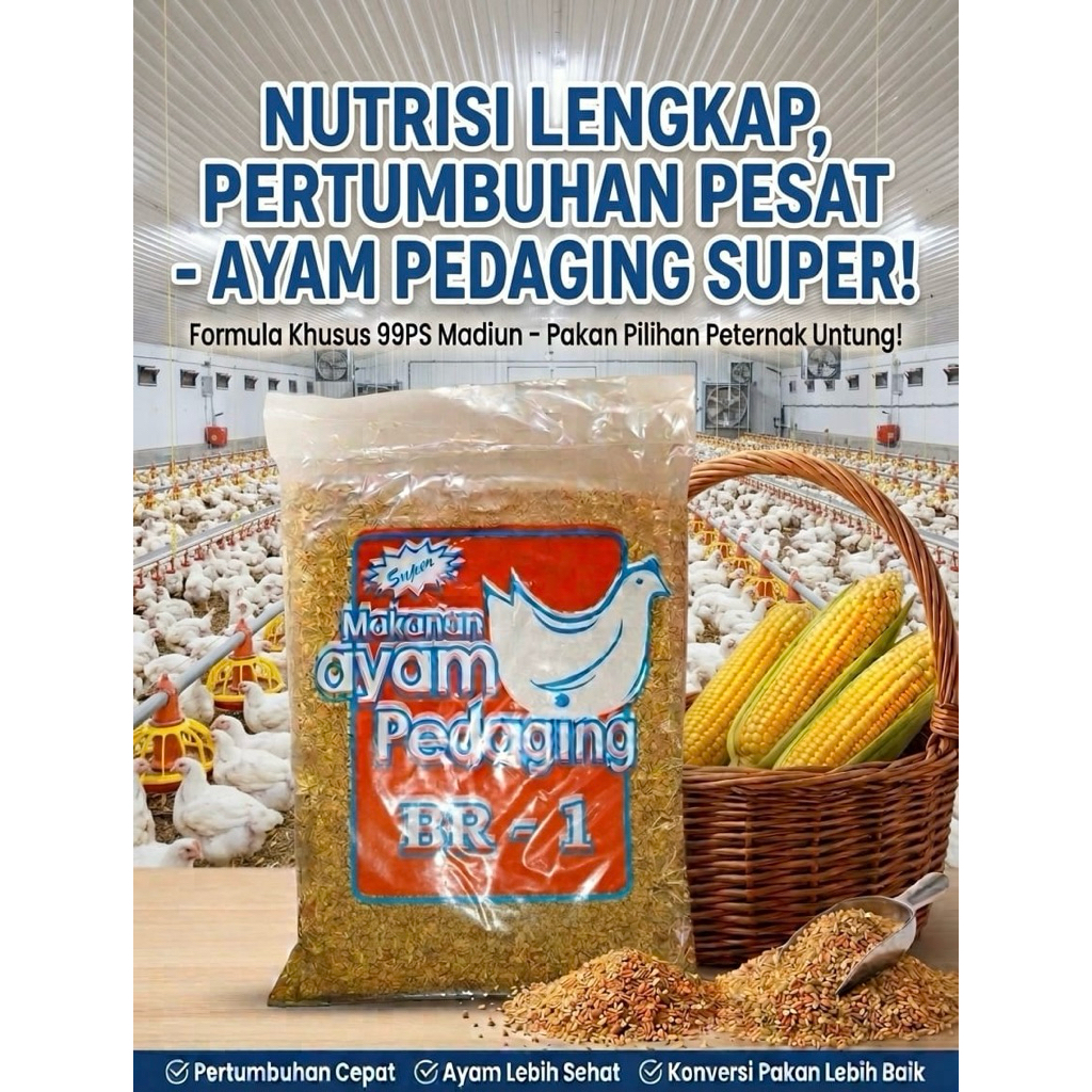 Br1 super pakan ayam pedaging broiler makanan anak ayam dewasa br super pakan bermutu
