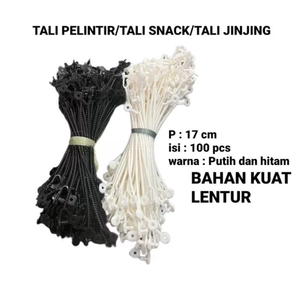 Tali PLINTIR hitam isi 100pcs  / tali plastik snack / tali jinjing plastik satu ikat 100pcs