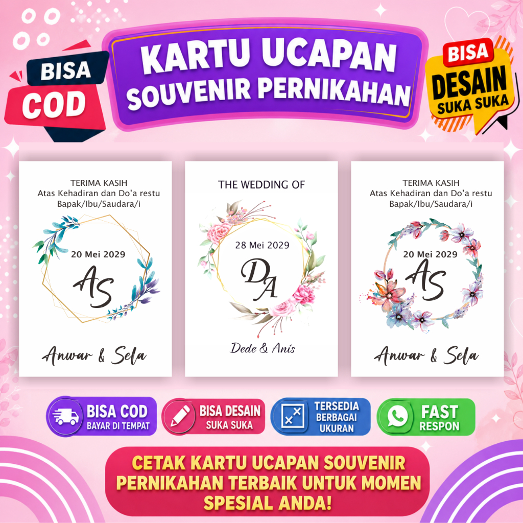Kartu Ucapan Souvenir Pernikahan/Wedding Card/Hangtag Souvenir Pernikahan