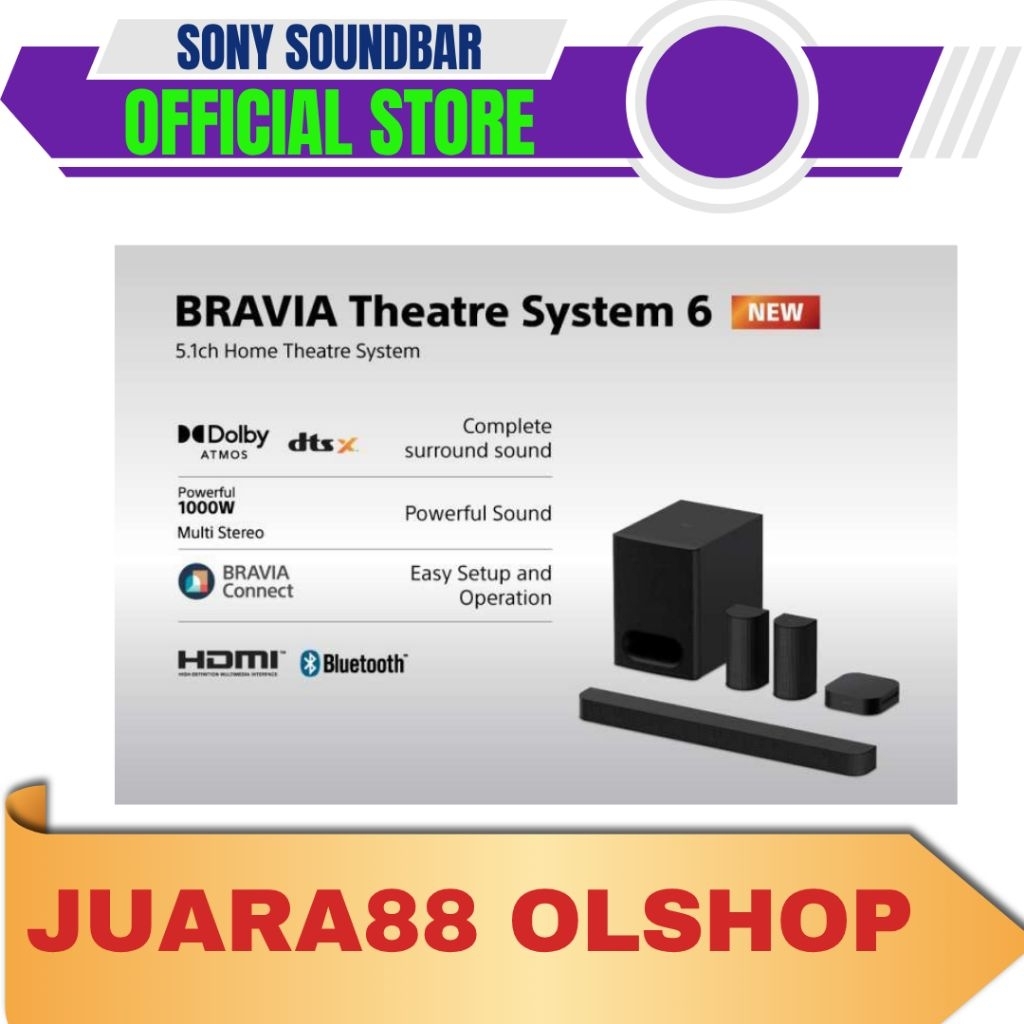 SONY BRAVIA HT-S60 THEATRE SYSTEM 6 5.1CH HOME THEATER SYSTEM HTS60
