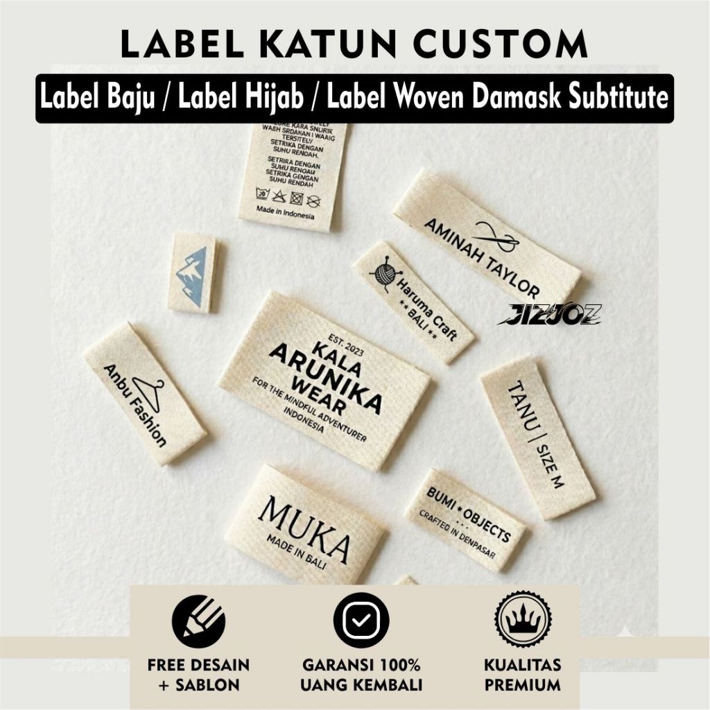 Label Hijab / Label Baju / Label Woven Damask Subtitute 100 pcs