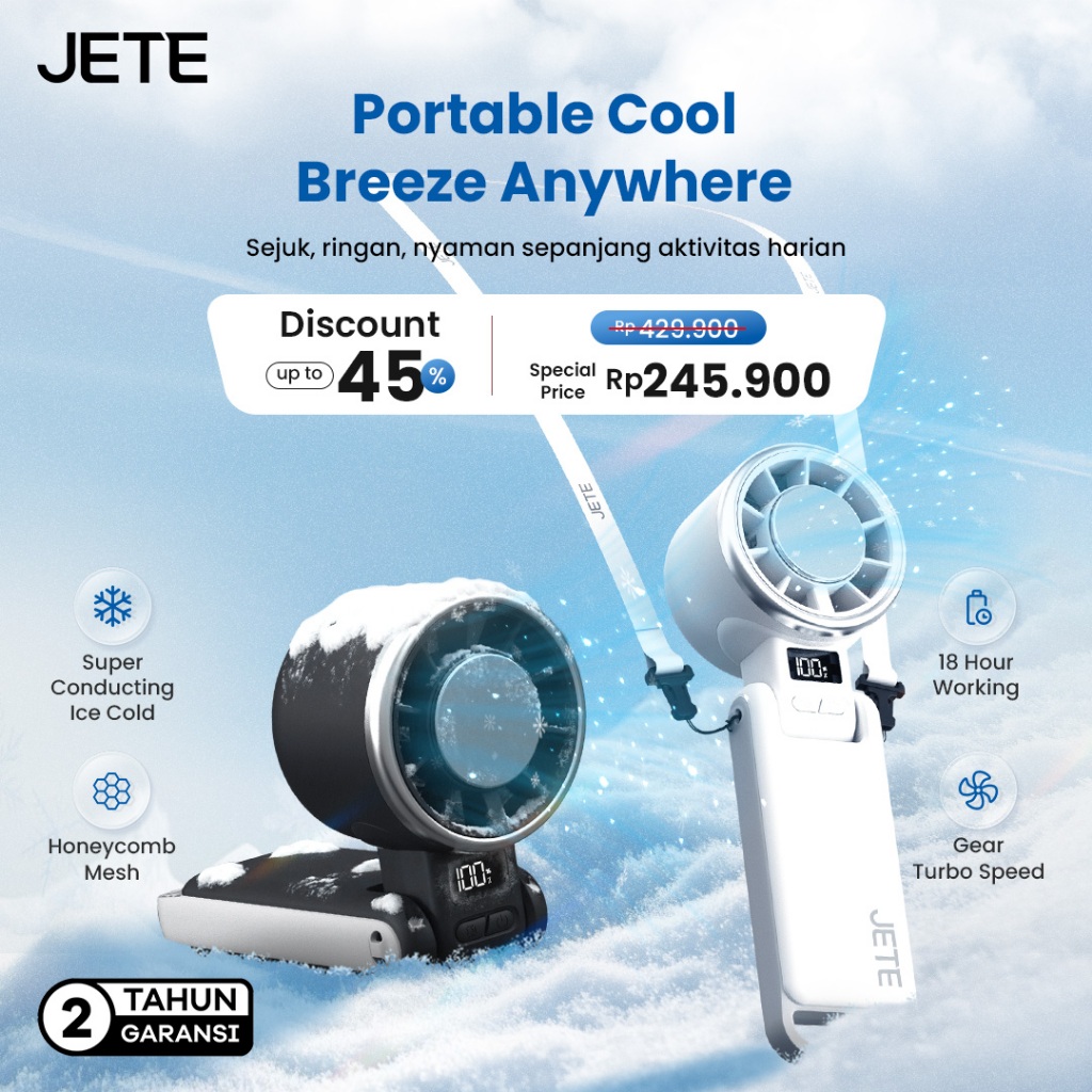 HOT SALE KIPAS ANGIN PORTABLE JETE TF3 PORTABLE MINI TURBO FAN ADJUSTABLE COOLER KIPAS ANGIN TANGAN