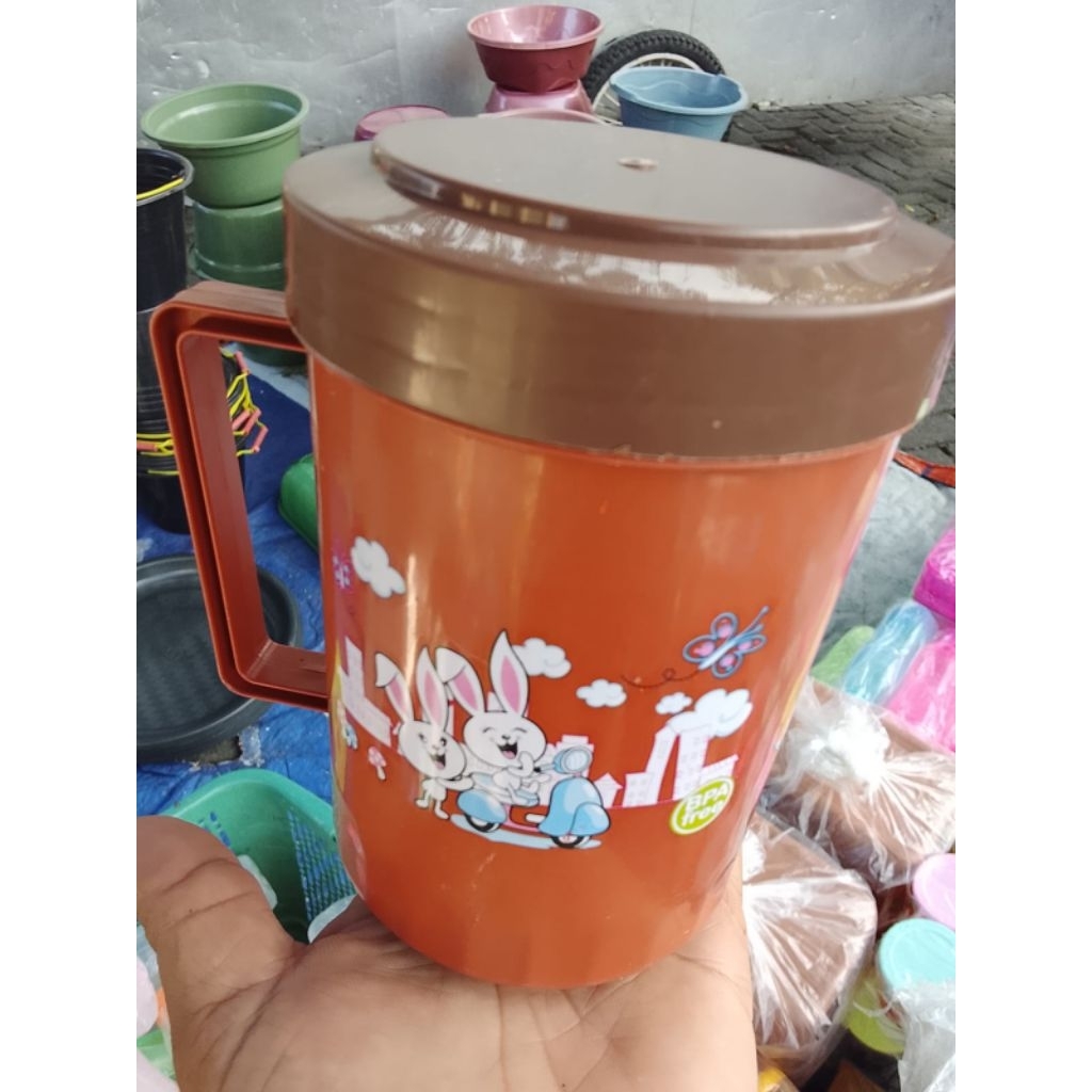 Gelas tutup plastik mocca eskan mini mug tutup 12 pcs