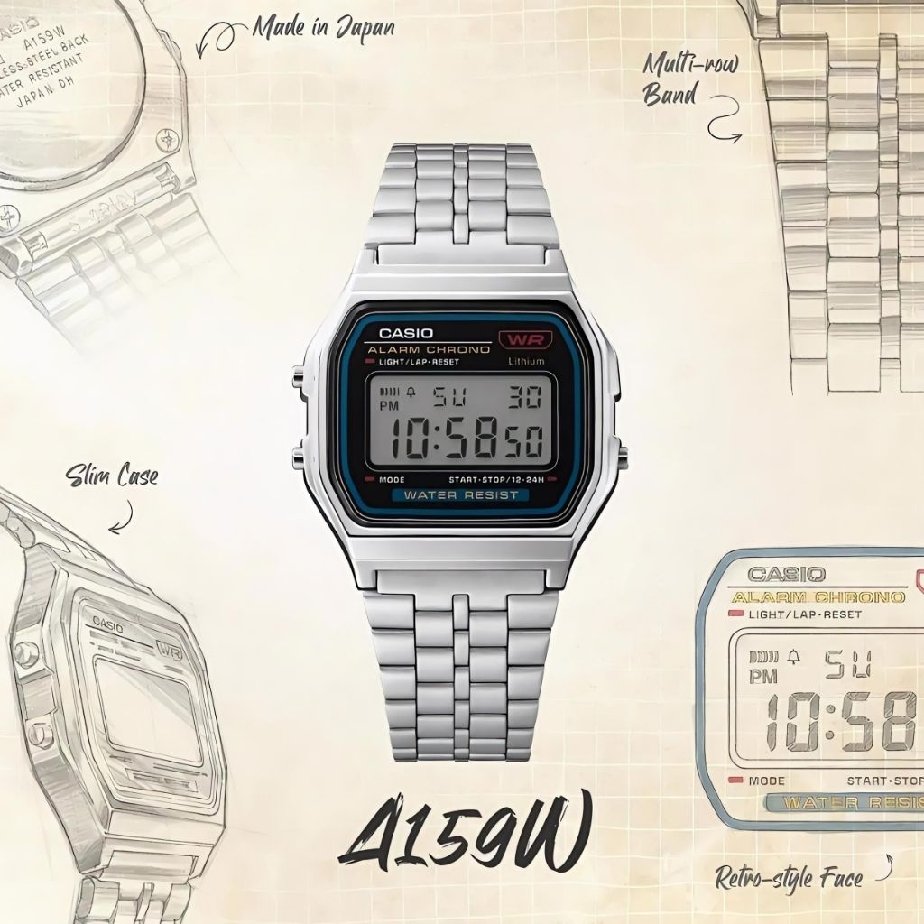 Jam tangan Casio VINTAGE A159W-N1DF casio original A159w casio digital