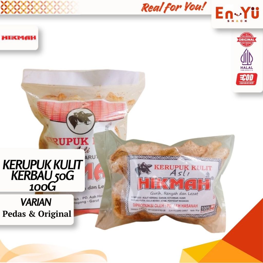 kerupuk kulit kerbau hikmah asli garut gurih original pedas / krupuk kulit HIKMAH kualitas super