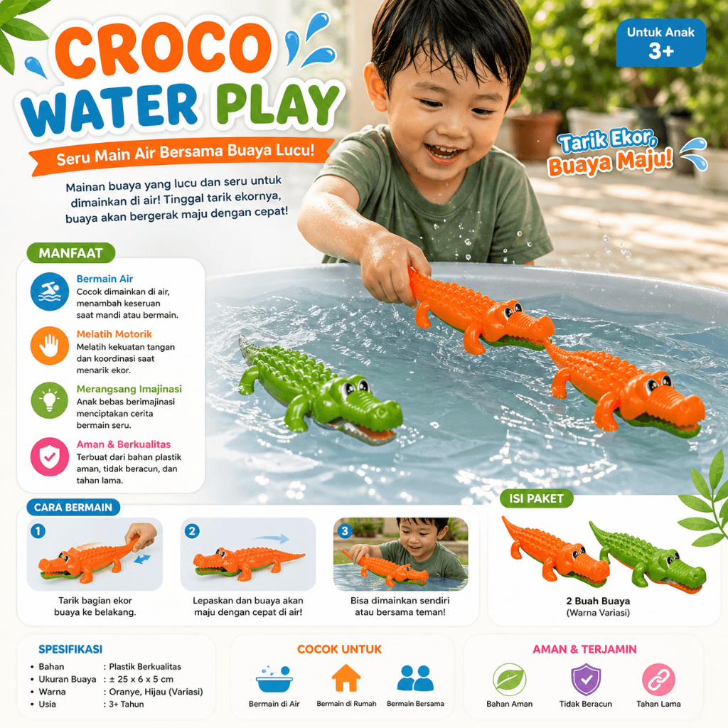Mainan Anak Buaya Bisa Berjalan  Mainan Buaya Pull Back Tanpa Baterai  Mainan Berjalan Crocodile Wor
