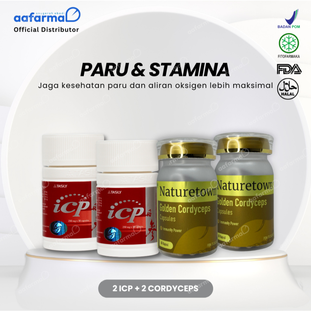 Kesehatan Paru & Stamina | ICP + Cordyceps | AAFarma | Herbal | 2 ICP + 2 Golden Cordyceps
