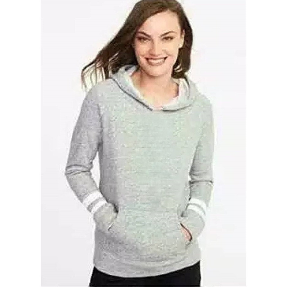 Pabrik branded CUCI GUDANG QldN@vy relaxed hoodie wanita XS abu grey katun sweater lengan panjang ka
