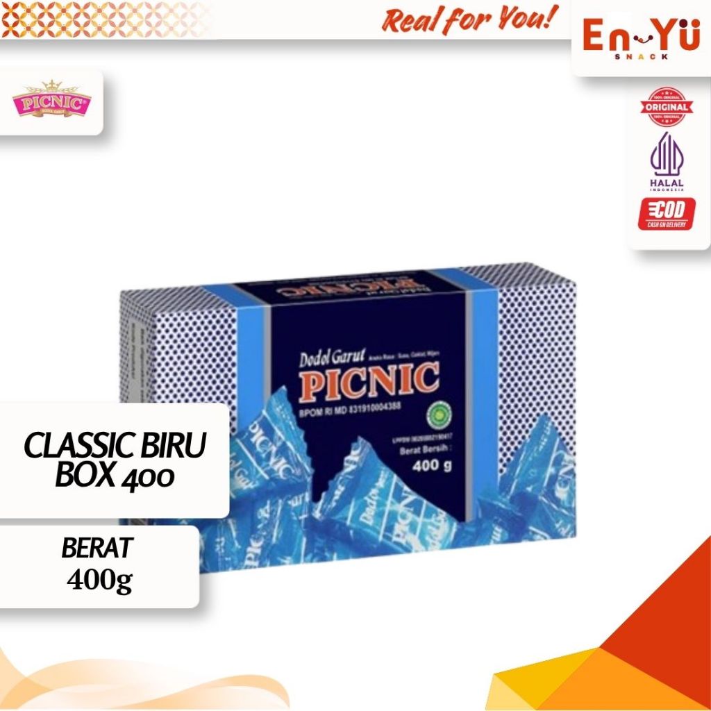 Dodol Garut Picnic Asli Classic Dus Biru 400 gram Original